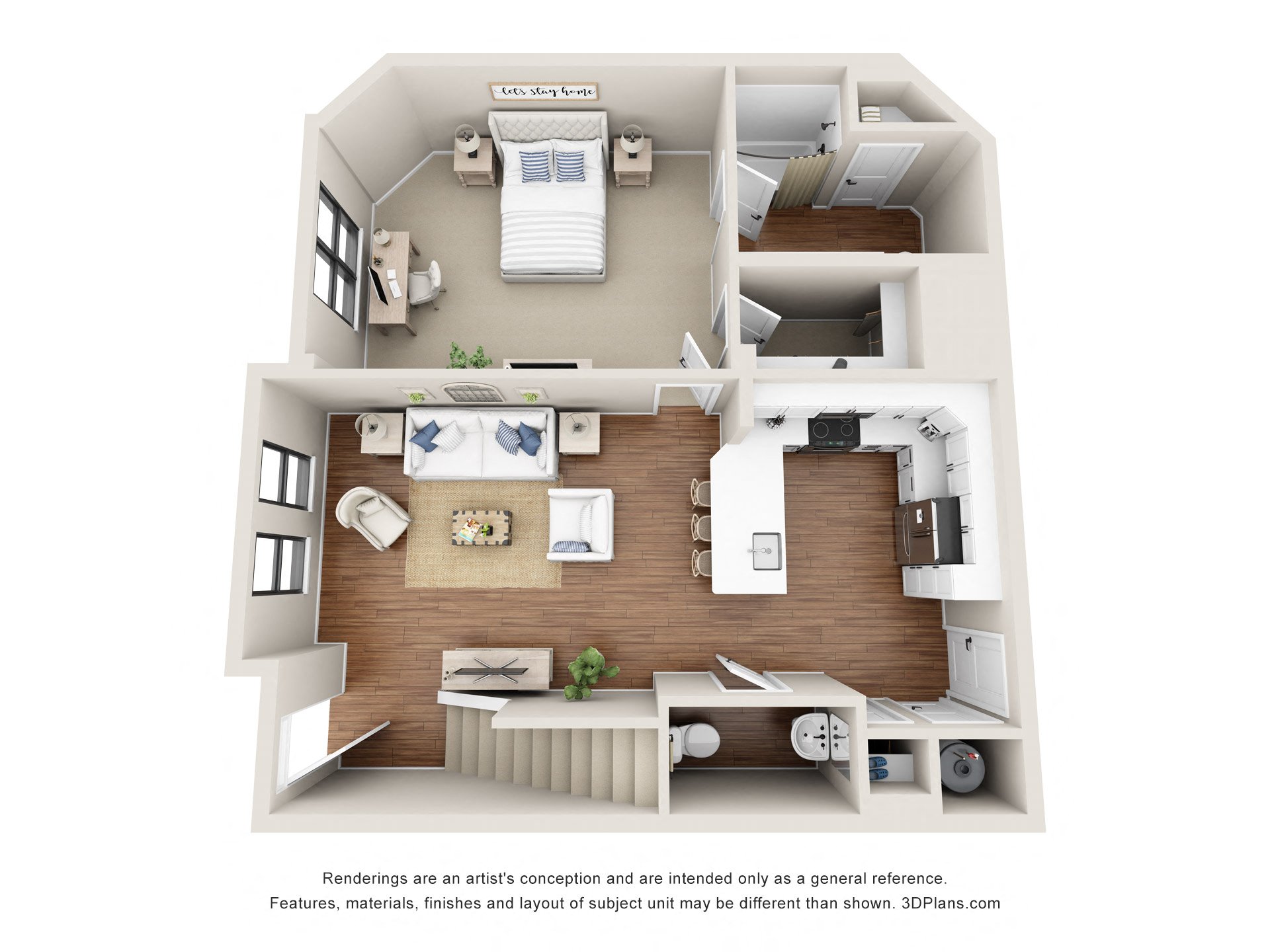 Floor plan for 2 beds, 2.5 baths, 1466 sqft